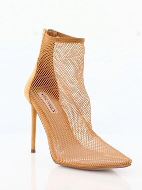 NEW Steve Madden Women's Vielo Tan Mesh Suede Zip Bootie Shoe STILETTO 11 $119